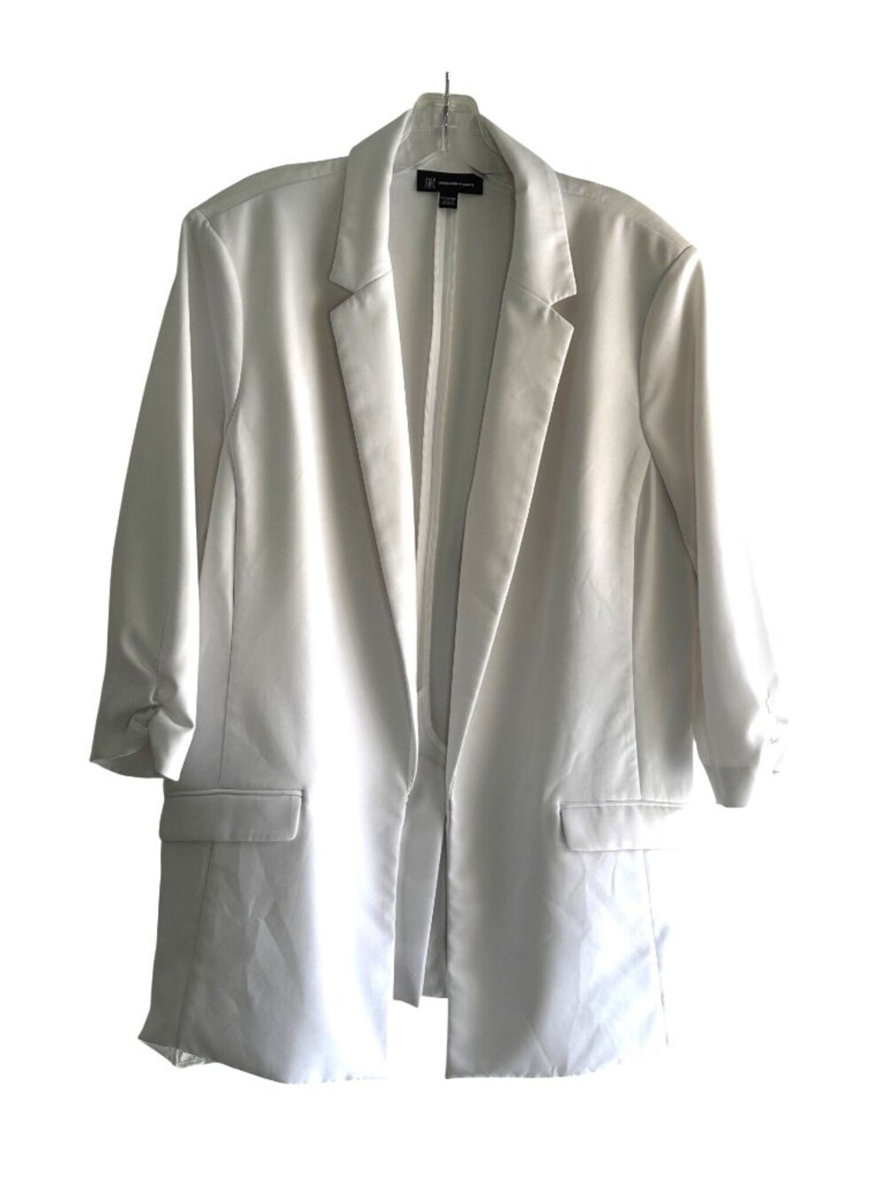 INC  XL  White Open-Front Blazer Jacket 3/4 Sleeves Lightweight Polyester